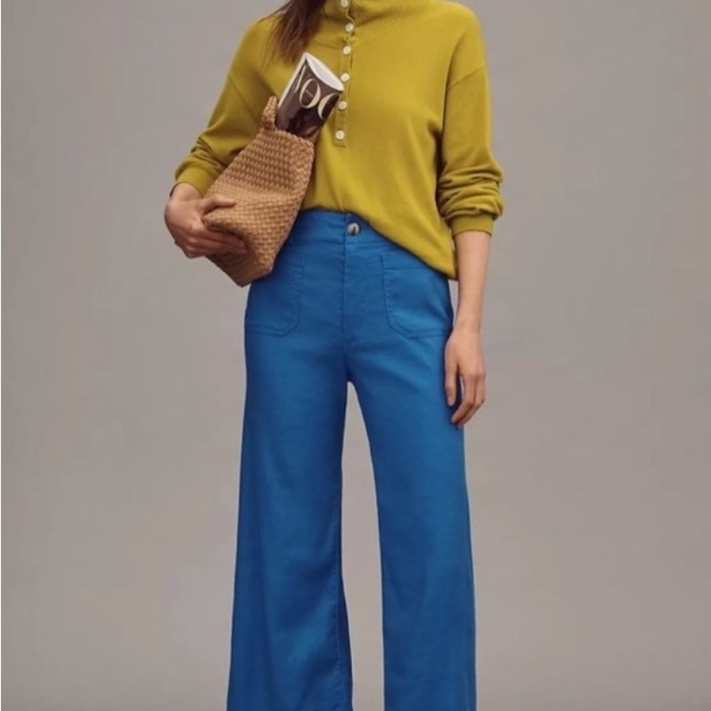Anthropologie Maeve Linen Blue Colette Pants